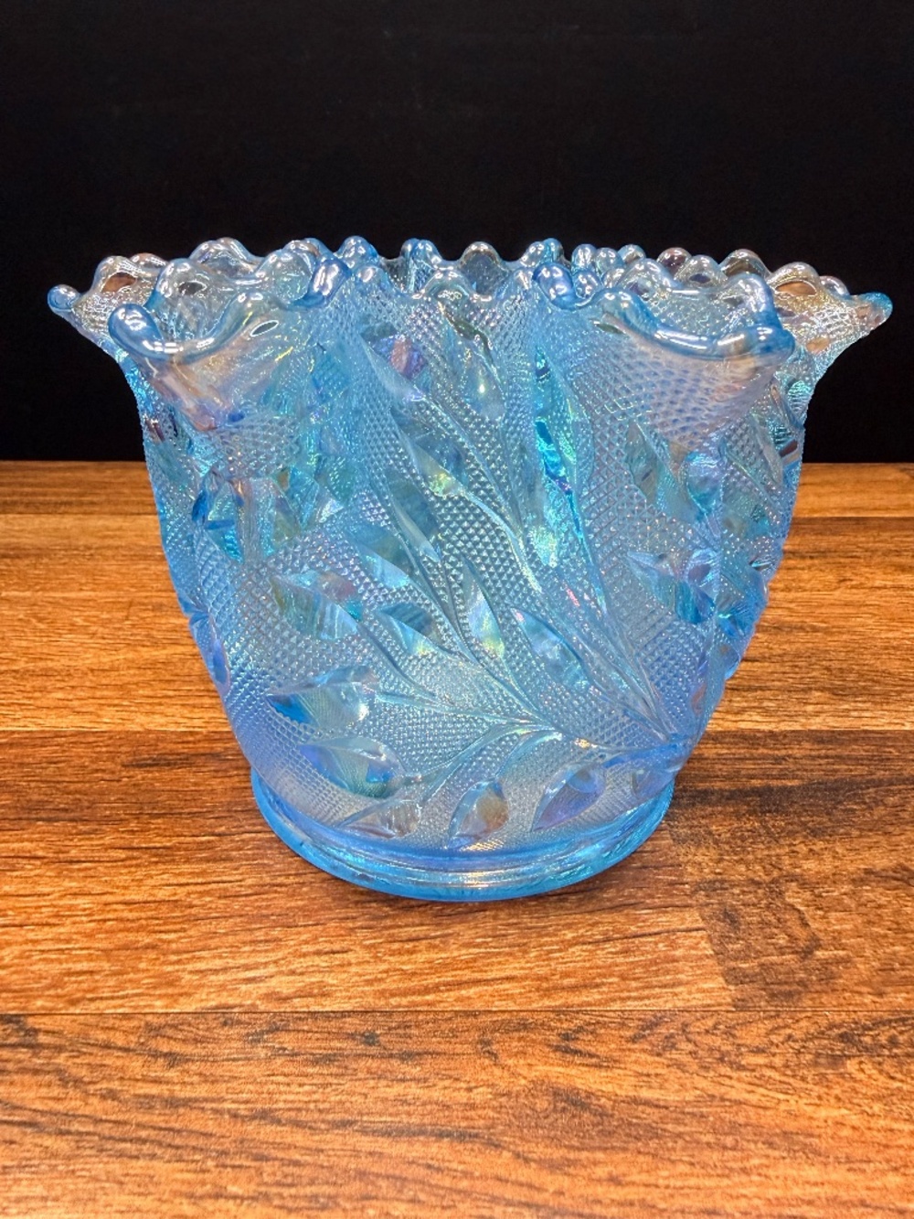 1980s WESTMORELAND Blue Iridescent Vase